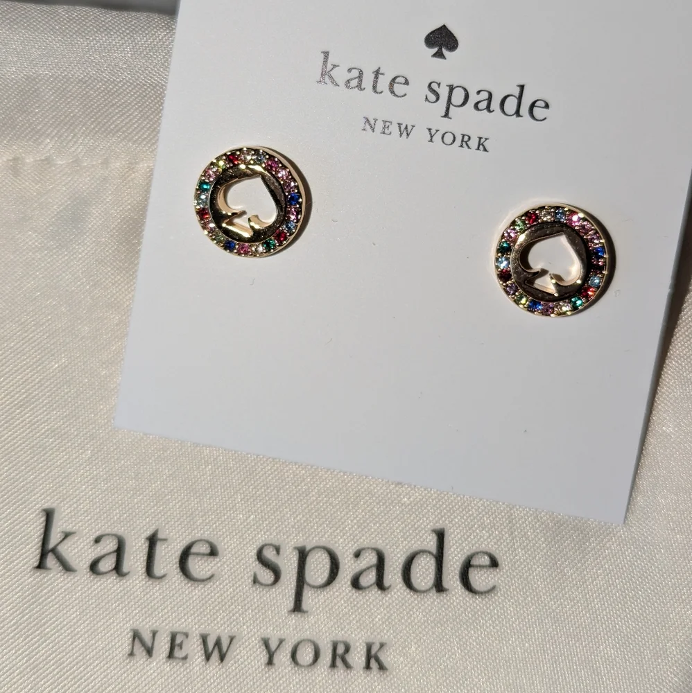 NWT Kate Spade Multicolor Spot The Spade Stud Earrings